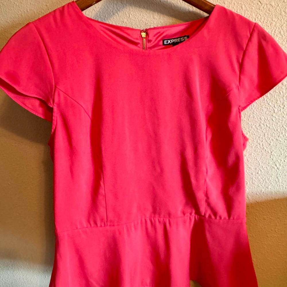 Express Coral Peplum Top